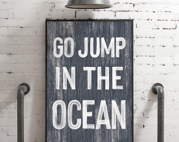 Ocean Wall Sign: Beach House Decor (Distressed Wood, Multiple Sizes)