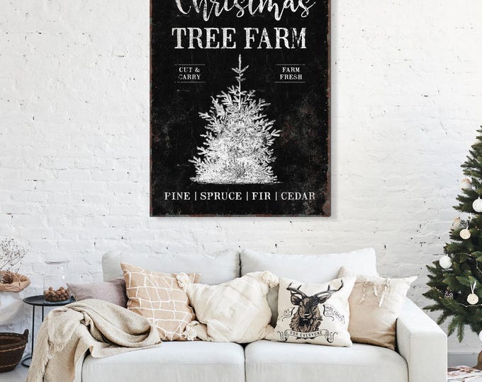 Rustic Christmas Wall Sign - Vintage Tree Farm Plaque