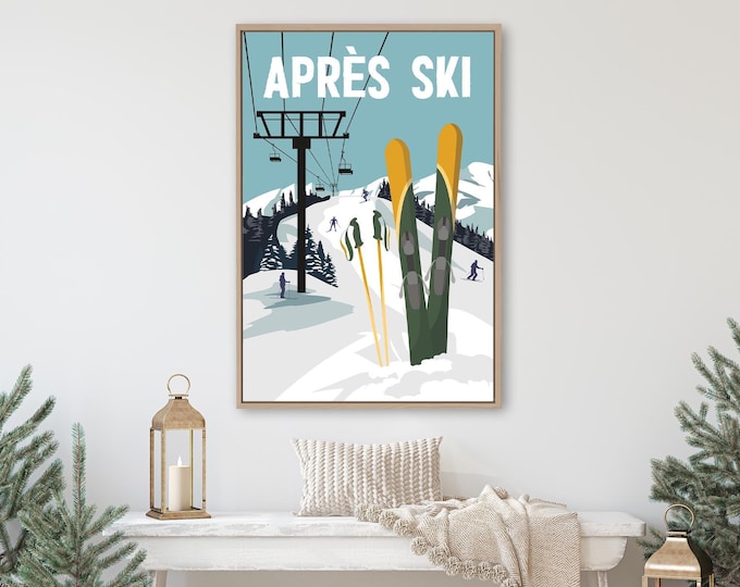 Apres Ski Wall Art: Vintage Green Cabin Decor (Multiple Sizes)