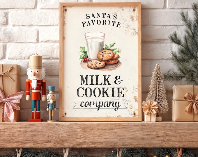 Holiday Wall Sign: Santa’s Milk & Cookies - Rustic Frame Options