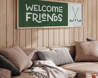 Golf Clubs Wall Art, Friends Canvas Print, Rustic Porch Sign, Farmhouse Decor, Large Framed Canvas, Thoughtful Golfer Gift