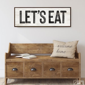 Lets Eat Schild, Bauernhaus Küche Typografie Wandkunst für das Esszimmer