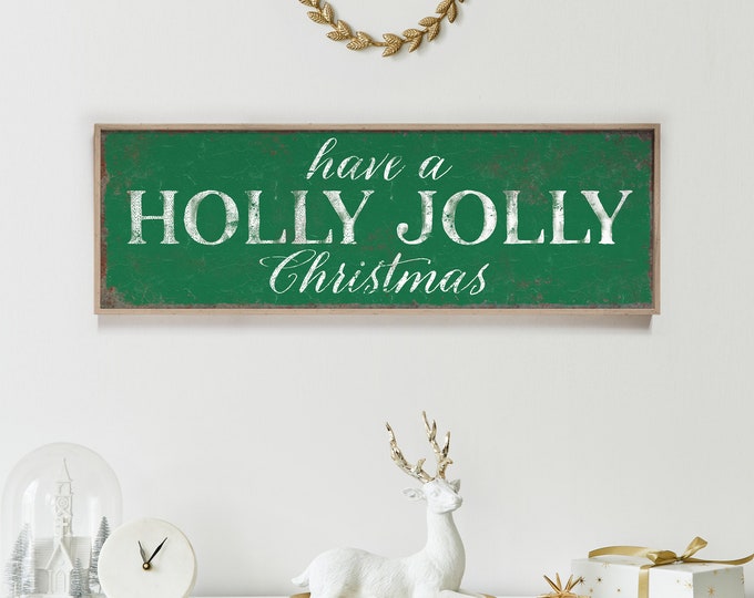 Have a Holly Jolly Christmas Sign in Bright Green and White, Holiday Wall Decor, Holiday Wall Art, CHRISTMAS HOME DECOR, Christmas Wall Sign