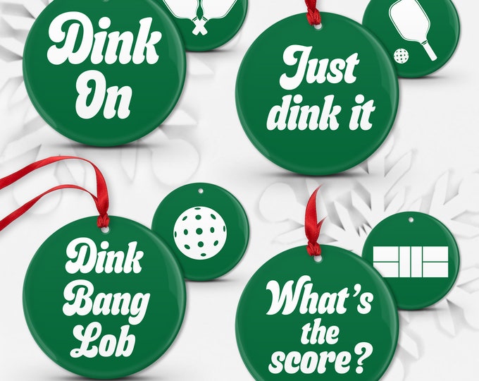 Set of 4 Double Sided Pickleball Ornaments, Pickleball Gift for Pickleball Lovers, Pickleball Christmas Gift Bag, Gift for Her • 04, 08