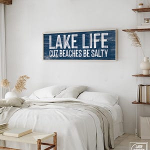 Lake Life Wall Sign: Nautical Blue - Faux Weathered Wood
