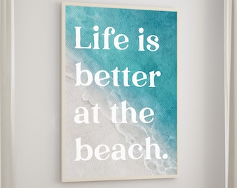 Vintage “Life is Better at the Beach” Sign, Sunset Beach Art, Coastal Christmas