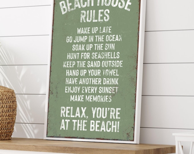 Vintage Seagrass Beach House Sign, Green Vacation Rentals Canvas or Aluminum, Multiple Sizes  Frames, Ships in 1-2 Weeks