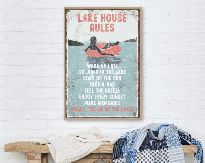 Lake House Wall Art: Vintage Coral Pink - Canvas or Aluminum