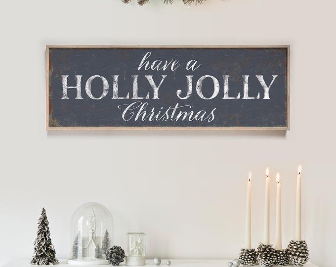 Christmas Wall Decor: Holly Jolly Slate Sign (Rustic Style)