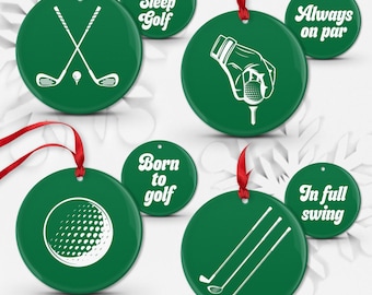 Double-Sided Golf Ornaments: Ceramic or Metal, Set of 4