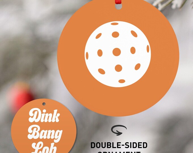 Pickleball Christmas Ornament: Porcelain or Aluminum, Holiday Colors