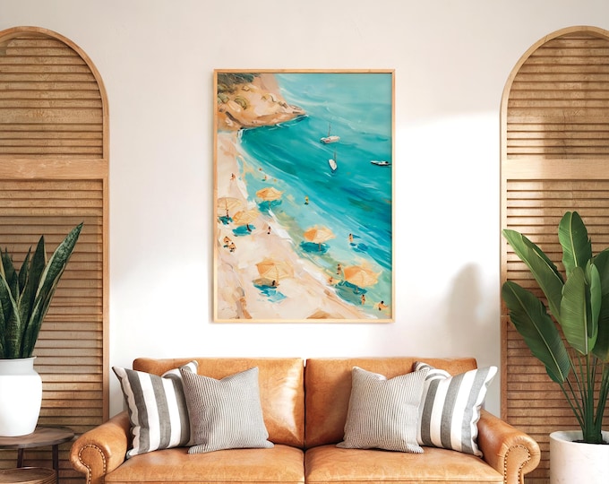 Italian Coastline Wall Art, Mediterranean Seaside Print, La Dolce Vita Decor