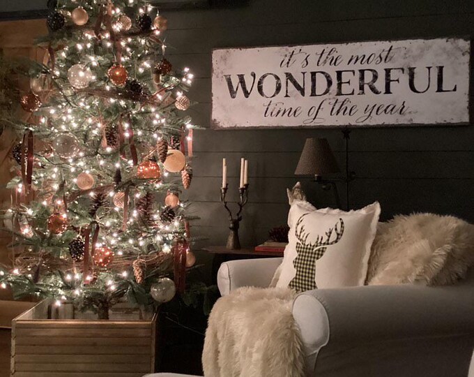 Christmas Wall Art, Rustic Christmas, Winter Wonderland, Long Skinny Canvas Sign, Modern Farmhouse Holiday Decor, Gift for Grandma