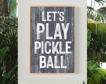 Pickleball Canvas Print, Navy Blue, Vintage Style (Multiple Sizes)