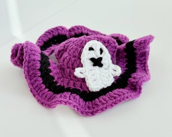 Halloween Cat Hat | Ghost | Crochet | Knitted | Letterbox Gift | Handmade | Cat Lady | Fur Buddy | Accessories | New Pet | Friend | Purple |