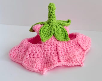 Cat Hat | Crochet | Knitted | Letterbox Gift | Handmade | Cat Lady | Fur Buddy | Accessories | New Pet | Friend | Pink Flower