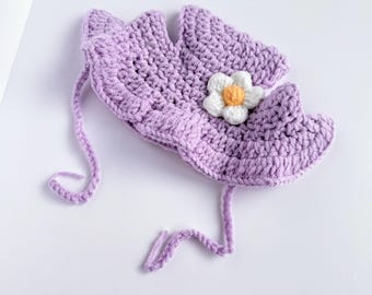 Cat Hat Lilac | Crochet | Knitted | Letterbox Gift | Handmade | Cat Lady | Fur Buddy | Accessories | New Pet | Friend | Flower