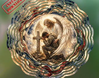 Anneau à vent soldat ange gardien PNG, sublimation de foi patriotique