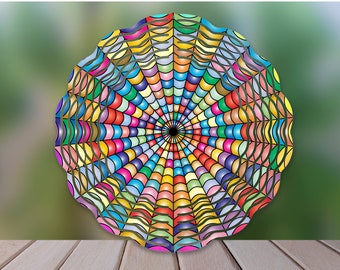 Mandala Wind Spinner Sublimation Design: Spider Web Optical Illusion (Digital Download)