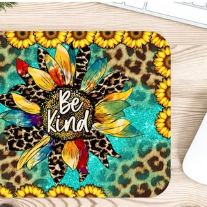 Be Kind Sunflower Mouse Pad PNG Sublimation Design, Western Sunflower Mouse Pad PNG for Sublimation, Be Kind MousePad Png, Digital Download