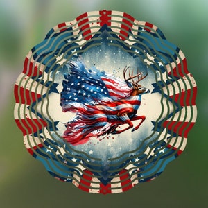 Amerikanische Flagge Hirsch Wind Spinner Sublimationsdesign, Unabhängigkeitstag, Vaterländische Windspinner, Amerikanische Flagge Hirsch Png, Garten Dekor Design