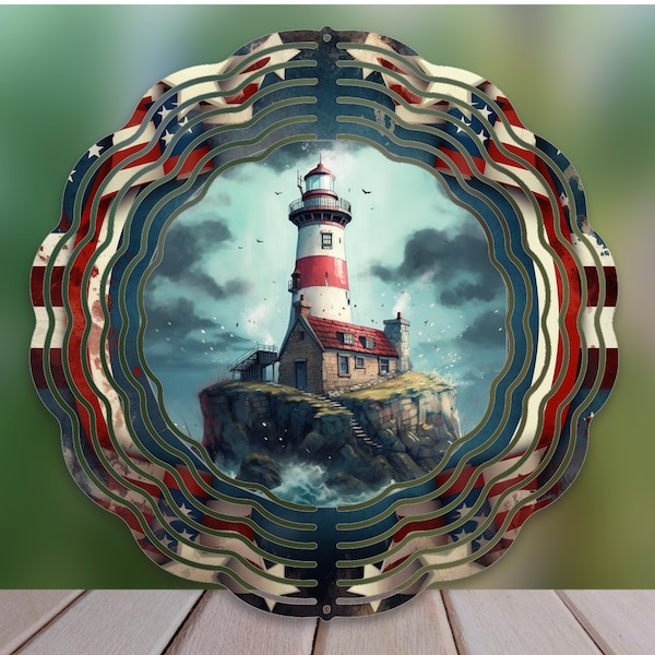 Lighthouse Wind Spinner Sublimation Design, Watercolor Lighthouse WindSpinner PNG for Sublimation, Lighthouse 10in Wind spinner Png Download