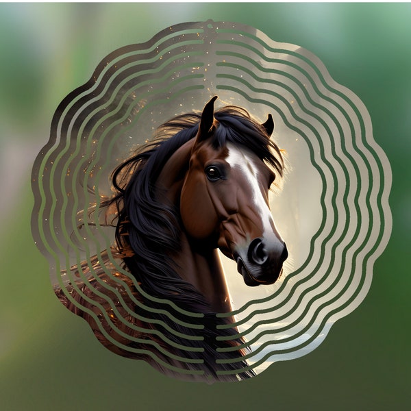 Horse Wind Spinner Sublimation Design, Beautiful Horse WindSpinner PNG for Sublimation, Majestic Horse 10inch Wind spinner Digital Download