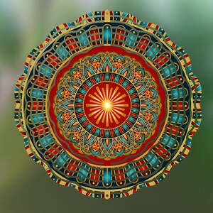 Mandala Wind Spinner Sublimation Design, Bright Colorful Mandala WindSpinner PNG for Sublimation, Mandala Design 10inch Windspinner Download