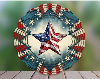 American Flag Star Wind Spinner Sublimation Design, American Flag All wind spinner Png, Png for Sublimation,  Garden Wind Spinner Design