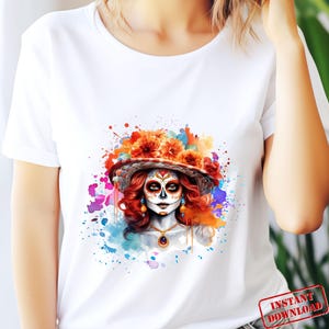 Day of the Dead Catrina Sugar skull Png, Catrina Png, Floral Skull Png, Dia De Muertos Png, Mexican Lady, Sugar Skull clip art, Mexican Day