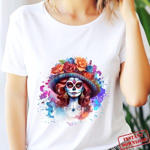 Catrina Sugar skull Png, Catrina Png, Floral Skull Png, Mexican Lady, Sugar Skull clip art, Day of the dead Png, Dia De Muertos, Mexican Day