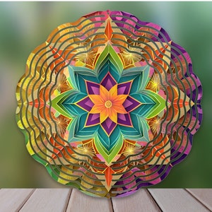 Rainbow Mandala Wind Spinner Sublimation Design, Colorful Mandala WindSpinner PNG for Sublimation, Floral Mandala Design 10inch Windspinner