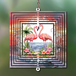 Wind Spinner Sublimation Design,  Tropical Flamingo Wind Spinner Png, Flamingo Png for Sublimation, Flamingo 10inch Wind Spinner Design Png