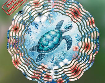 PNG floral de tortue de mer, conception de sublimation côtière tropicale