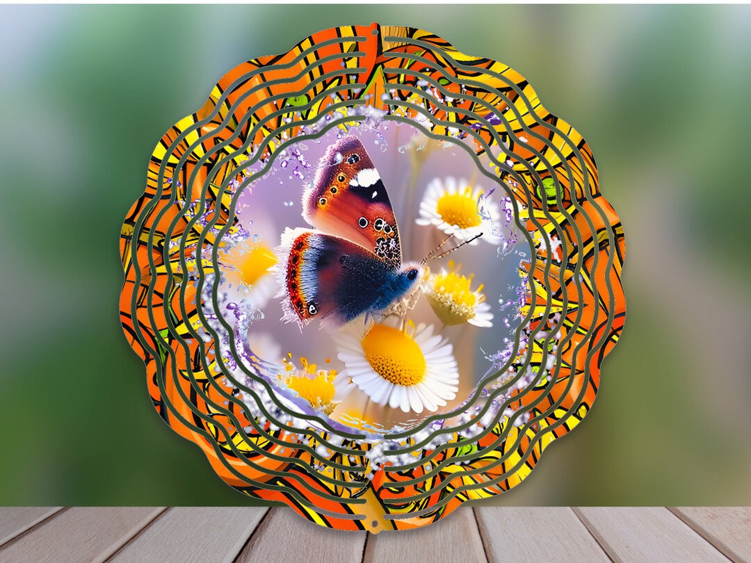 Butterfly Wind Sim Butterfly Daisy Windspinner PNG for Sublimation, Wind Spinner ...