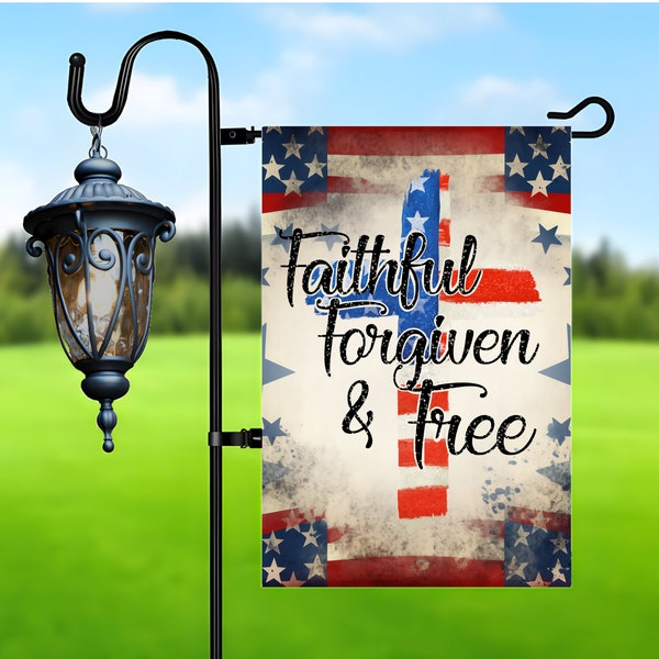 Cross Garden Flag Sublimation Design, Faithful Forgiven Free Garden Flag design, Png for Sublimation, 12x18 Garden Flag Png Digital Download