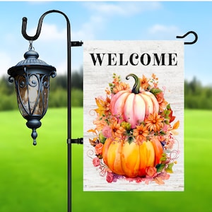 Garden Flag Sublimation Design, Welcome Pumpkin Garden Flag Design, Welcome Fall Png for Sublimation, 12x18 Garden Flag Png Digital Download