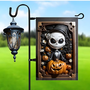 3D Halloween Garden Flag Sublimation Design, 3D Halloween Pumpkin Garden Flag design, Png for Sublimation, 12x18 Garden Flag Png Download