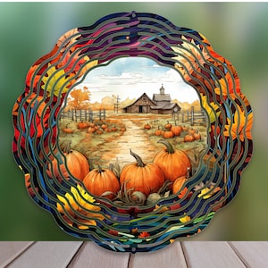 Autumn Pumpkins Wind Spinner Sublimation Design, Fall WindSpinner PNG for Sublimation, Fall Pumpkin 10inch Wind spinner Png, Farm Pumpkins