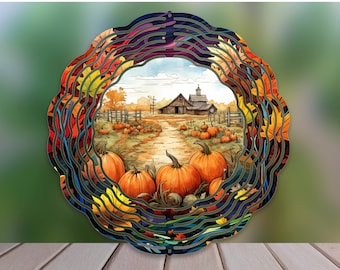Autumn Pumpkins Wind Spinner Sublimation Design, Fall WindSpinner PNG for Sublimation, Fall Pumpkin 10inch Wind spinner Png, Farm Pumpkins