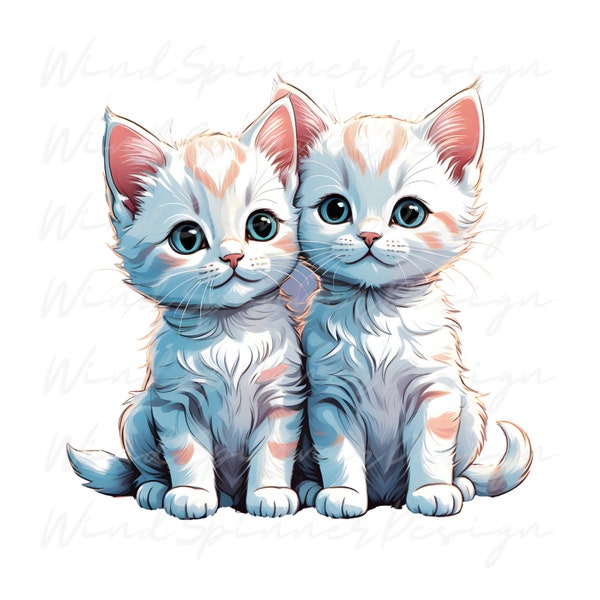 Two Marshmellow Kitten Sublimation Design Download, Cute Kitty Png Png, Kitty Shirt Design Png, Gift for Cat lovers, Kitten Digital Download