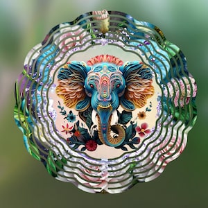 Cut Paper Elephant Wind Spinner Sublimation Design, Elephant WindSpinner PNG for Sublimation, Elephant Garden Decor Png, Digital Download