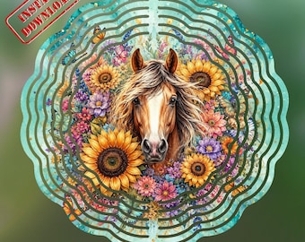 Tournesol cheval à vent PNG, design floral par sublimation équine