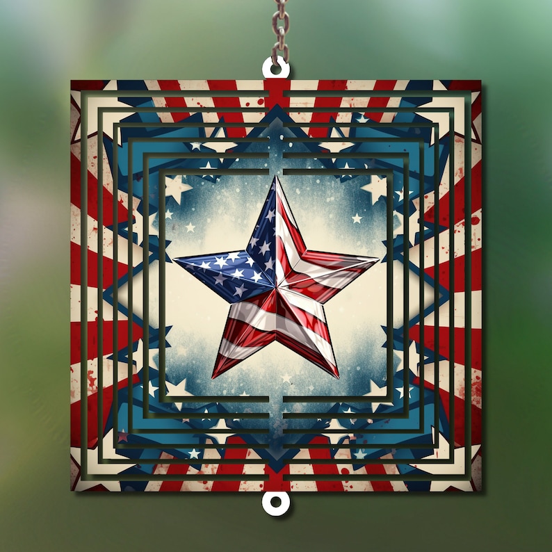 American Flag Star Wind Spinner Sublimation Design, American Flag All wind spinner Png, Png for Sublimation,  Garden Wind Spinner Design