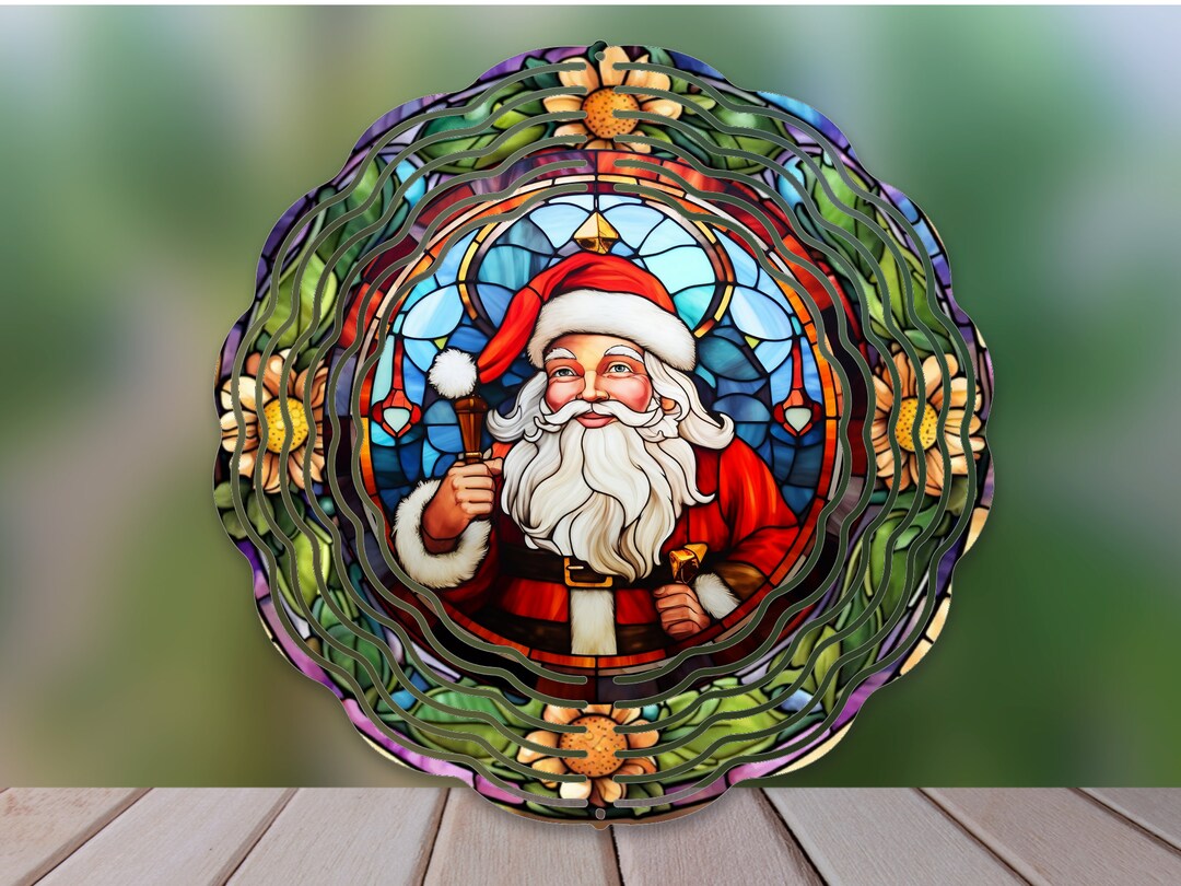 Stained Glass Santa Claus Wind Spinner Sublimation Design, Santa ...