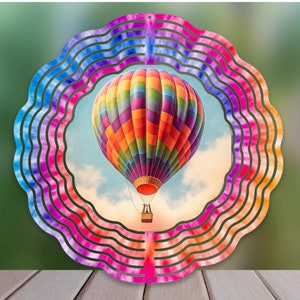 Hot Air Balloon Wind Spinner Sublimation Design, Balloon WindSpinner PNG for Sublimation, Colorful Hot Air Balloon10inch Wind spinner Png