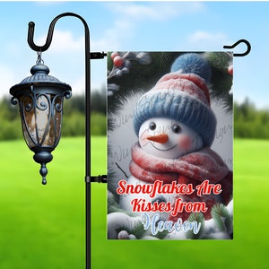 Snowflakes Are Kisses from Heaven Garden Flag Sublimation Design, Snowman Garden Flag Design, Christmas 12x18 Garden Flag Digital Download