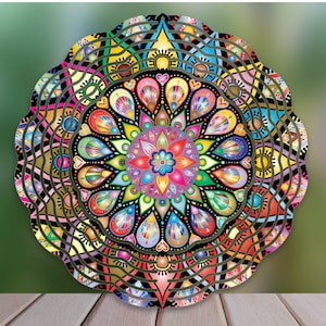Mandala Wind Spinner Sublimation Design, Colorful Bright Mandala WindSpinner PNG for Sublimation, Mandala Design 10inch Windspinner Download