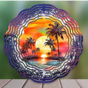 Sunset Wind Spinner Sublimation Design, Tropical Sunset wind spinner, Sunset 10inch Windspinner design, Digital Download Png for Sublimation