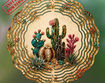Luxury Southwestern Cactus Art, Desert Floral Decor, Turquoise Western Wall Art, Boho Arizona Printable PNG
